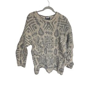 DKNY Donna Karan New York Geometric Knit Wool Sweater Women's M Handknit‎
